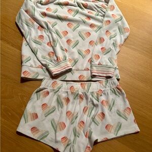 PJ Salvage Kids Striped Heart Pajama Set - White, Pink, Green